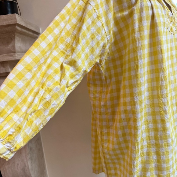 Madewell Yellow Check Gingham Long Sleeve Mini Womens Size L Shift Cotton Casual - Picture 6 of 14